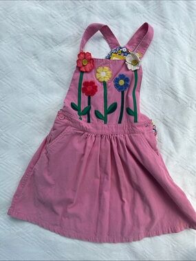 Mini Boden Pink Corduroy Floral Applique Jumper